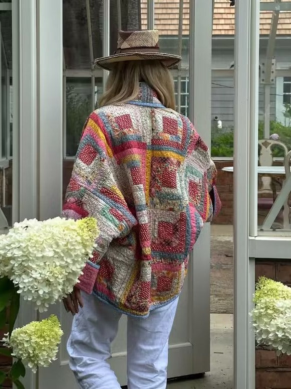 Baskılı paçalı kapitone ceket