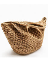 Haki Hasır Çapraz Sepet Çanta