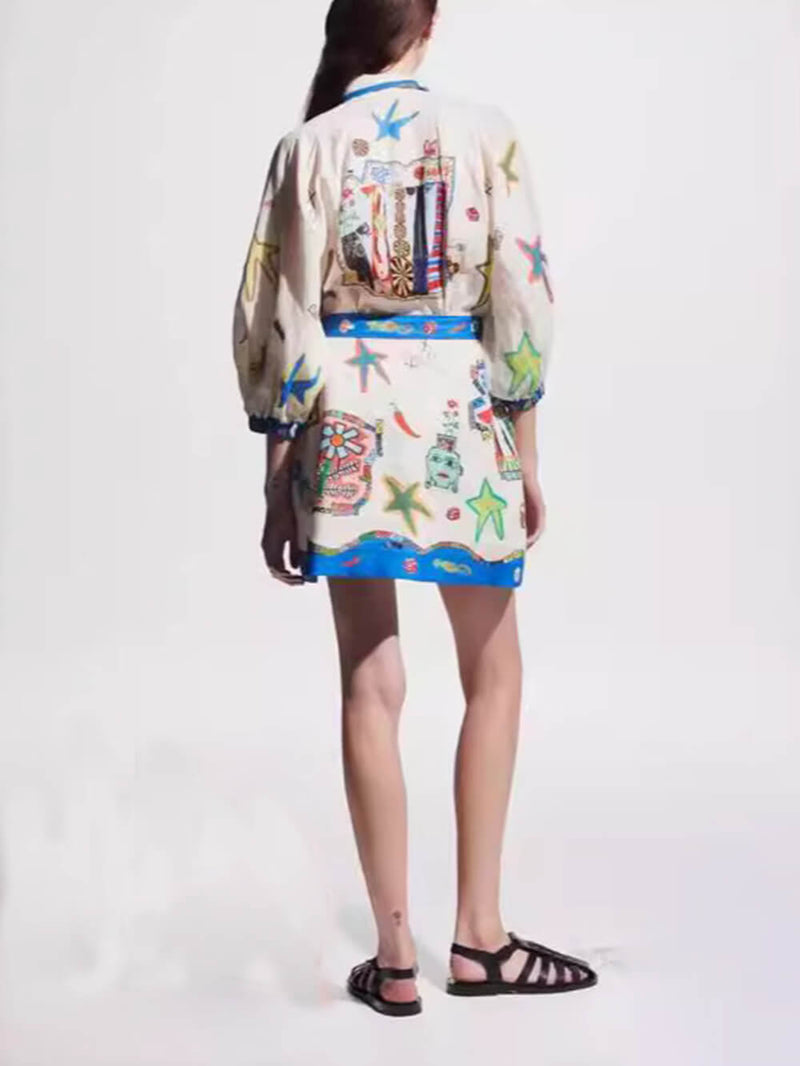 Mizaç Peplum Baskılı Hırka Elbise