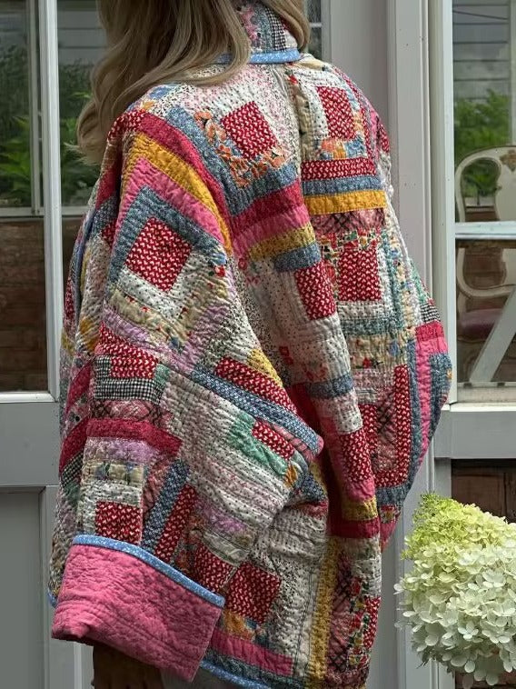 Baskılı paçalı kapitone ceket