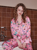 Pembe Mobilya Desenli Pijama Takımı