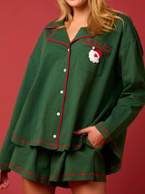 Noel Baba Uzun Kollu Gömlek Şort Pijama Takımı