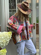 Baskılı paçalı kapitone ceket