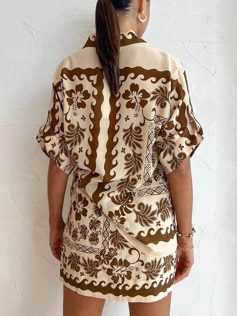 Etnik Zarif Baskılı Moda Günlük Set