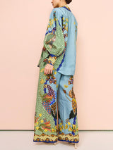 Baskılı Kabarık Kol Gömlek İki Parçalı Takım