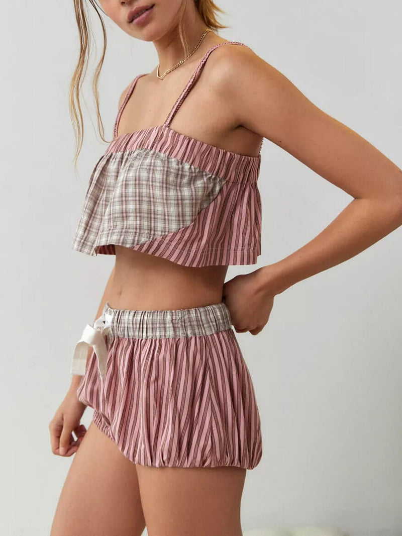 ekose askılı pijama takımı