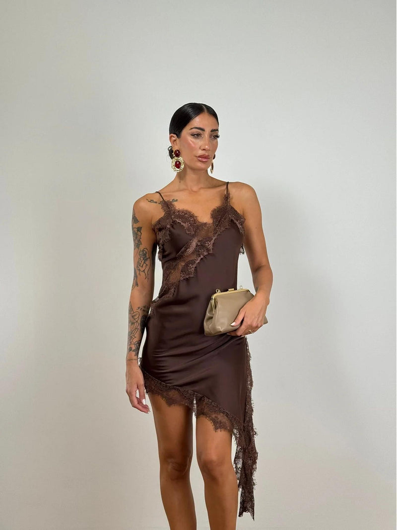 Elegant Lace-Trimmed Slip Mini Dress