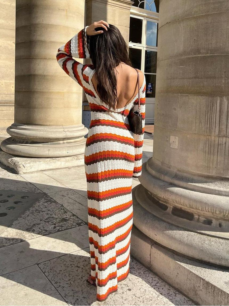 Çizgili Örgü Plaj Örtüsü