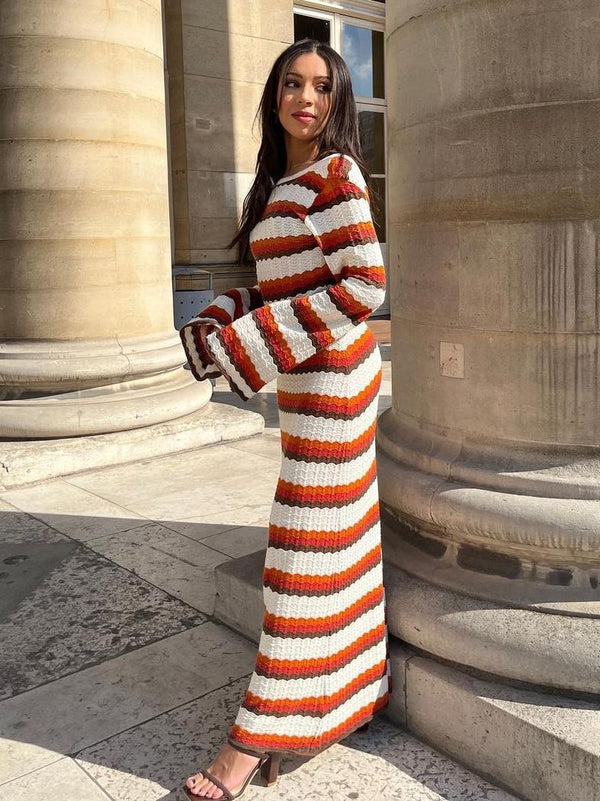 Çizgili Örgü Plaj Örtüsü