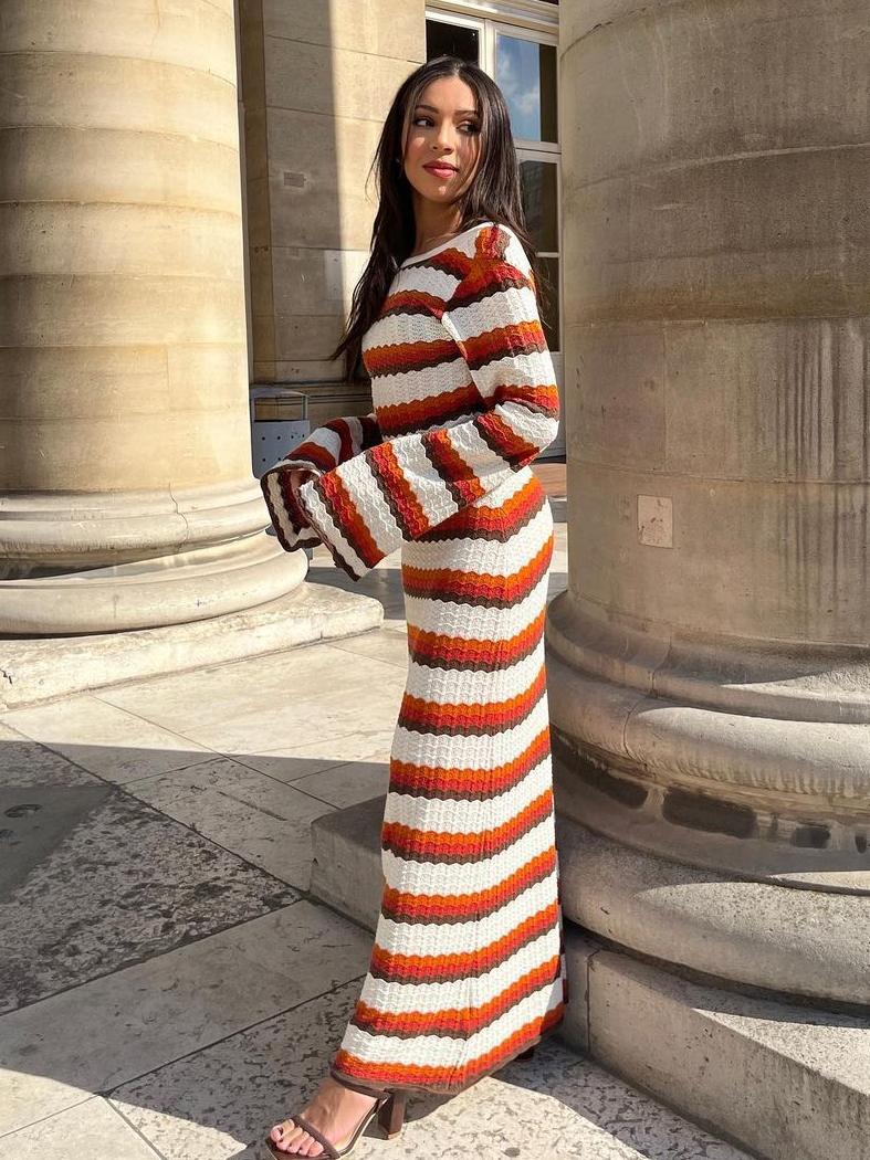 Çizgili Örgü Plaj Örtüsü