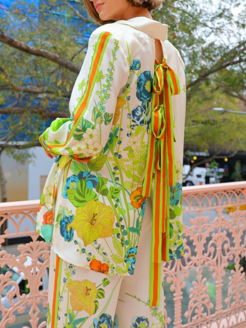 Kişiye Özel Siluet Çiçek Desenli Pantolon Takım