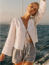 Kabarık Kollu Kare Yaka Zarif Sırtı Açık Kadın Bluz