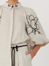 Günlük Keten Çiçekli Takım