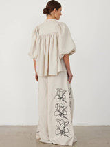 Günlük Keten Çiçekli Takım