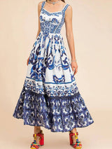 Günlük Askılı Baskılı Bol Elbise