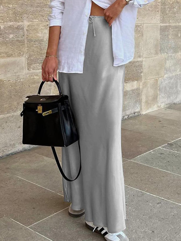 Yüksek Bel Kravatlı İnce Deniz Kızı Etek