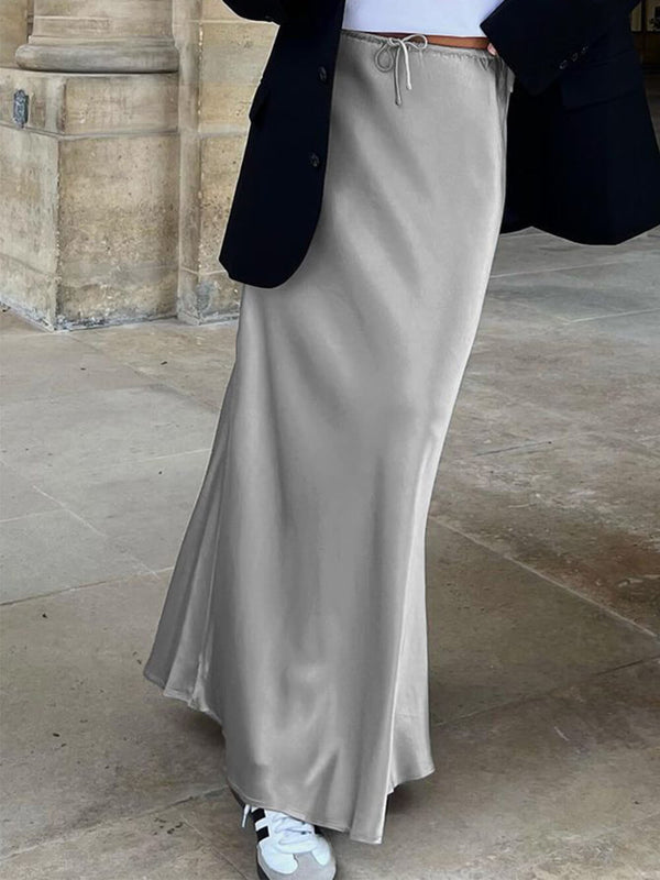 Yüksek Bel Kravatlı İnce Deniz Kızı Etek