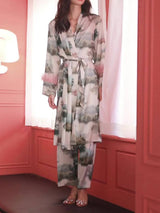 Tüy desenli manzara pijama üçlü paket