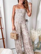 Sırtı Askılı Boyundan Bağlamalı Üst Geniş Paça Tulum