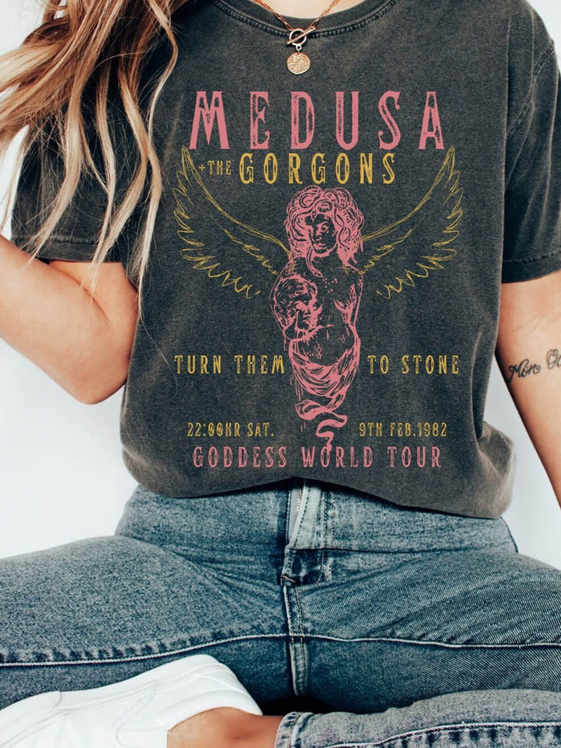 Yunan Tanrıçası Medusa Tee Vintage Band T Shirt