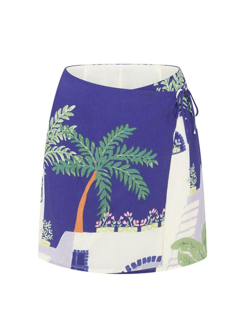 Benzersiz Baskı Gevşek Gömlek ve Elastik Beli Saran Bağcıklı Etek Seti