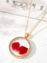 Reçine Preslenmiş Çiçek Kolyeler - Yapay Elmas Doğum Ayı Çiçek