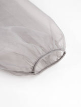 Transparan Seksi Üst V Yaka Uzun Puf Kollu Papyonlu Şık Bluz