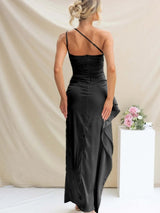 One-Shoulder Slit Evening Dress