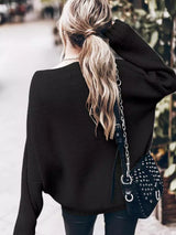 Büyük Beden Örgü Batwing Kazak & Fırfırlı Mini Etek Takım