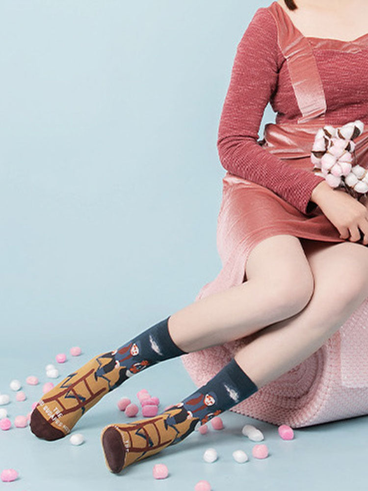 Karikatür Desenli Diz Altı Çorap