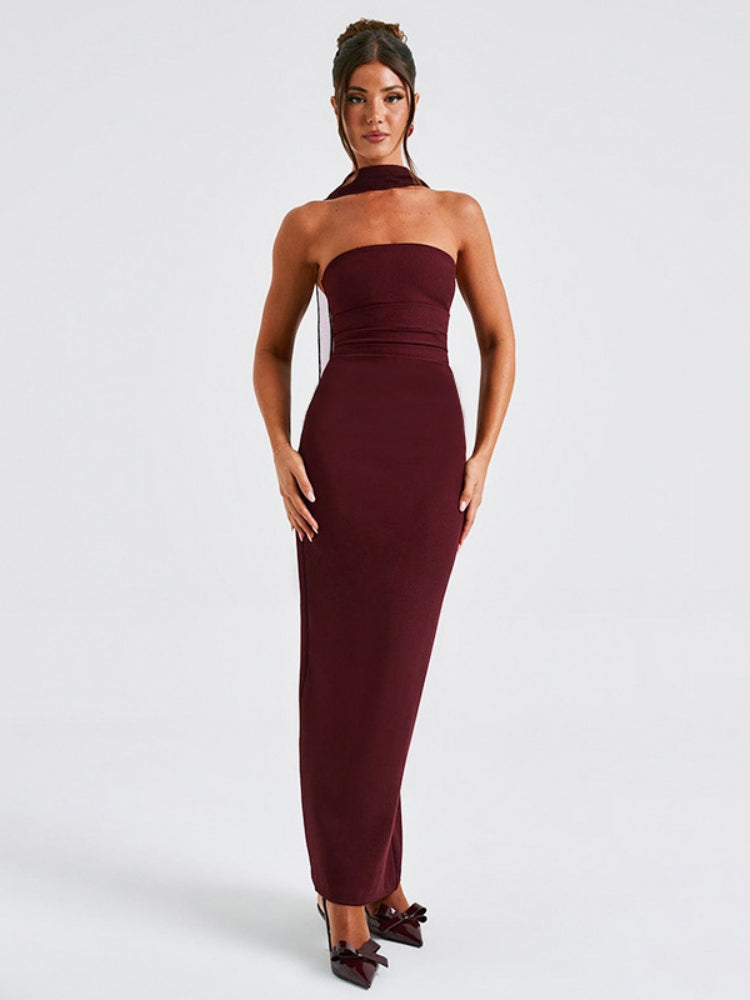 Straplez Dantel Kenarlı Elbise Takımı