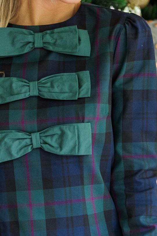 En Sıcak Dilekler Lacivert Kareli Mini Elbise