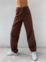 Yüksek Bel Desenli Kot Pantolon