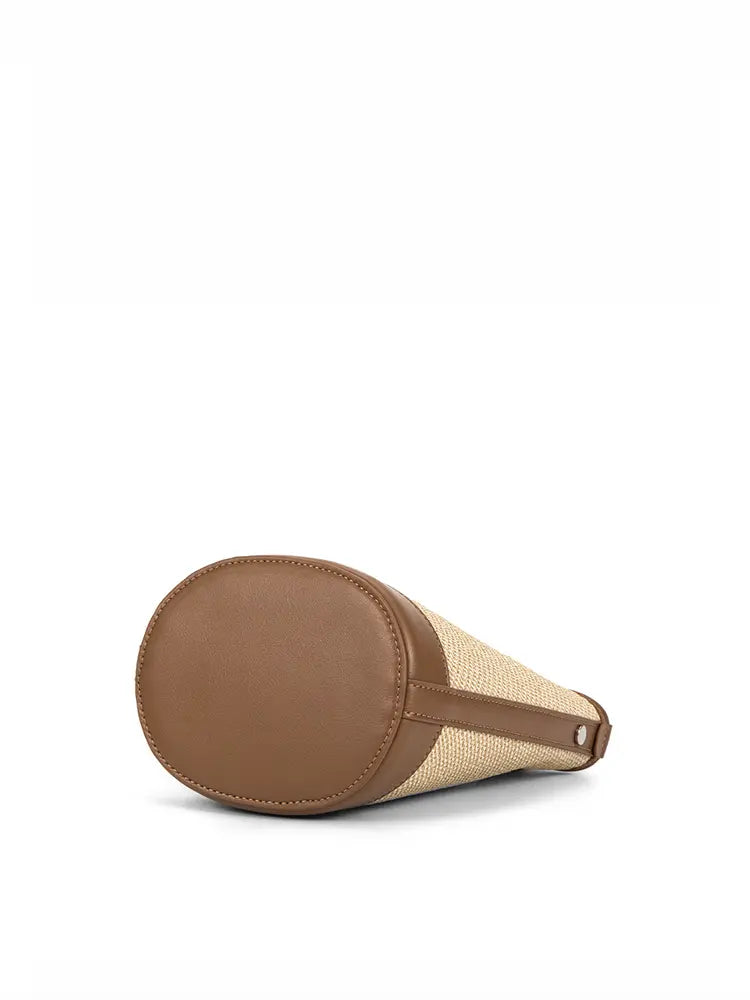 Mini Woven Leather Bucket Bag for Women