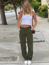 Vintage Yeşil Baba Kot Pantolonu