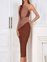 Tek Omuzlu Pembe Asimetrik Akşam Elbisesi