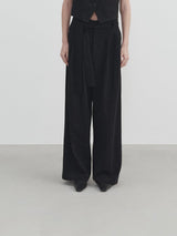 Geniş Paça Düz Keten Pantolon