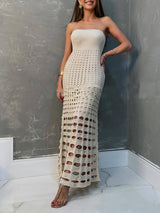 Kesim Patchwork Düşük Omuz Maxi Elbise