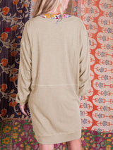 Renk Bloklu V Yaka Gündelik Mini Elbise