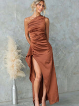 One-Shoulder Slit Evening Dress