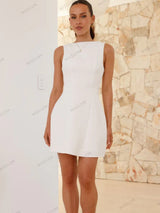 Şık Kadınlar Yüksek Yaka Sırt Dekolteli Bodycon Etek