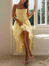 Zarif Düşük Omuz Askılı Patchwork Elbise