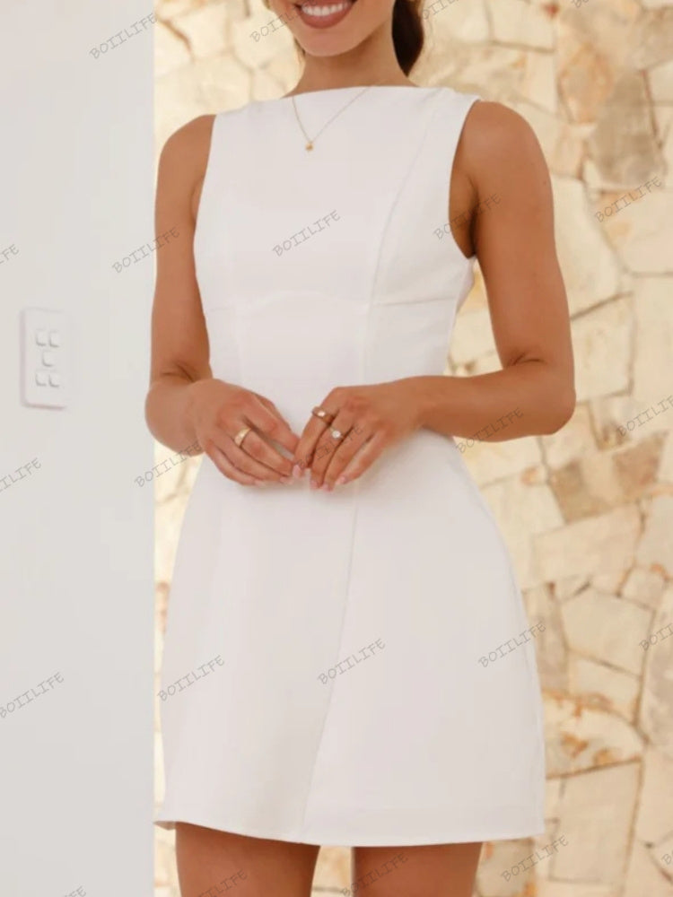 Şık Kadınlar Yüksek Yaka Sırt Dekolteli Bodycon Etek