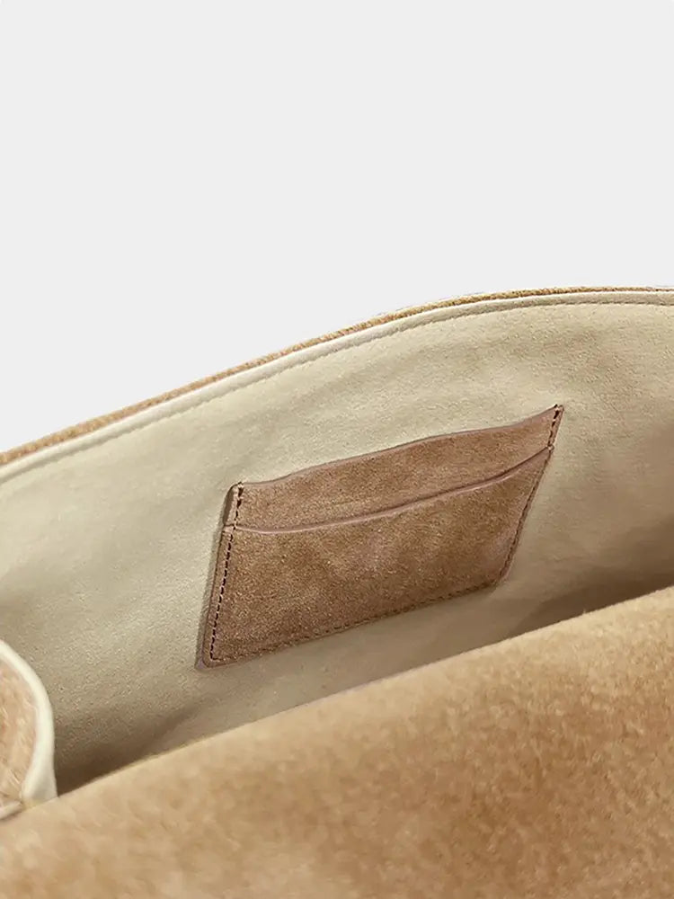 Vintage Shearling Leather Shoulder Crossbody Bag