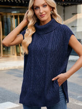 Rahat Yüksek Yaka Örgü Yelek