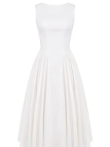 Beyaz Twill Midi Sundress