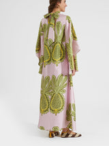 Pembe Çiçekli 3/4 Kol Elbise