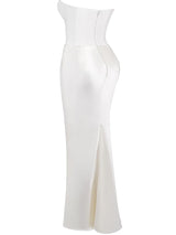 Fildişi Straplez Korse Elbise