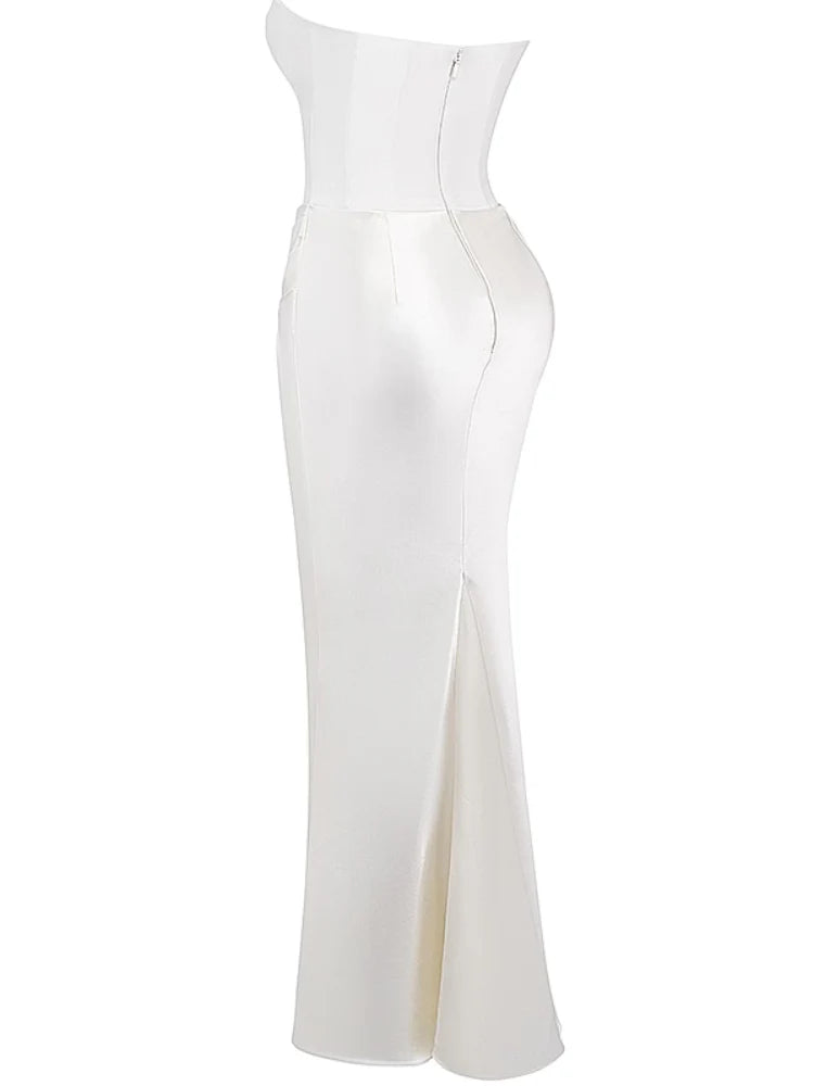 Fildişi Straplez Korse Elbise