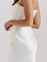 Fildişi Straplez Korse Elbise